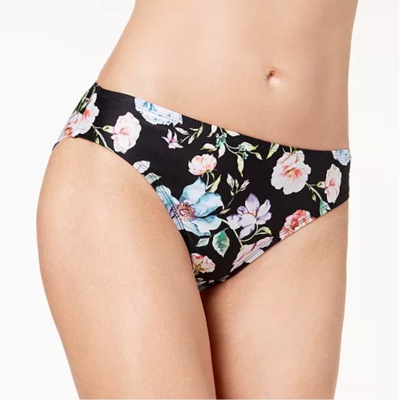 Kenneth Cole Reaction Black Multi Jardin Printed Bikini Bottoms - Picture 1 of 10